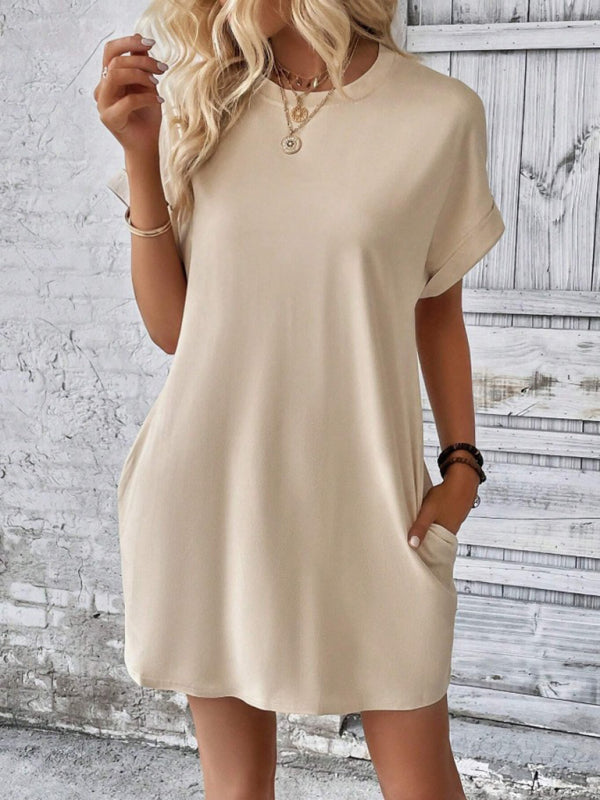 Aspen - Women's Loose Fit Pocket Dress with Round Neck and Short Sleeves - photo 8