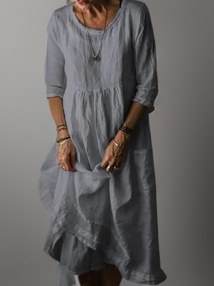 Amelia - Women's Relaxed Fit Maxi Dress with Round Neckline | Plus Size Available