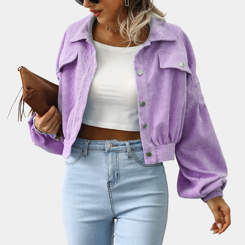 Imani - Women's Jacket in Ribbed Knit with Button Front - photo 2