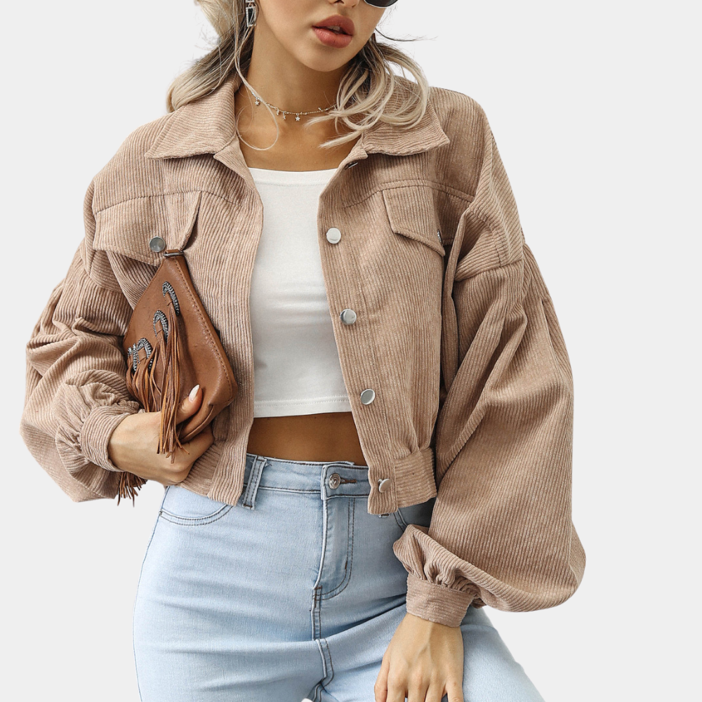 Imani - Women's Jacket in Ribbed Knit with Button Front - photo 3