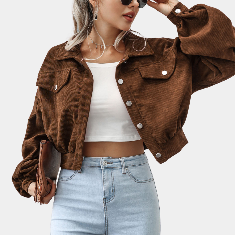 Imani - Women's Jacket in Ribbed Knit with Button Front - photo 4