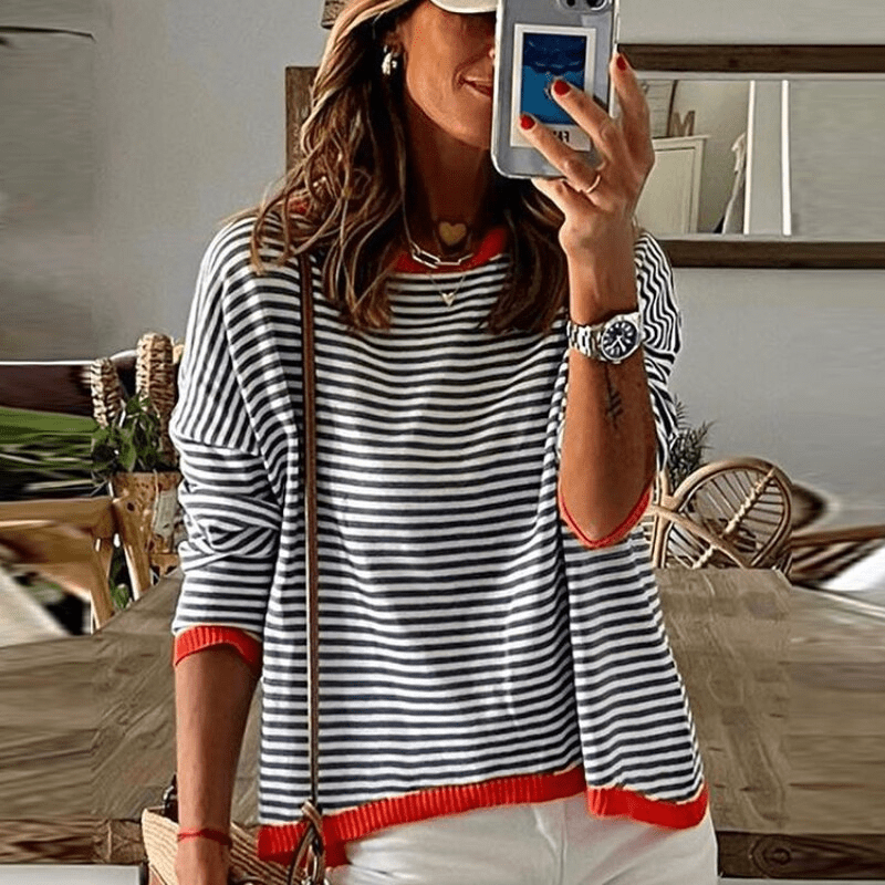 Eva - Women's Soft Striped Pullover Sweater