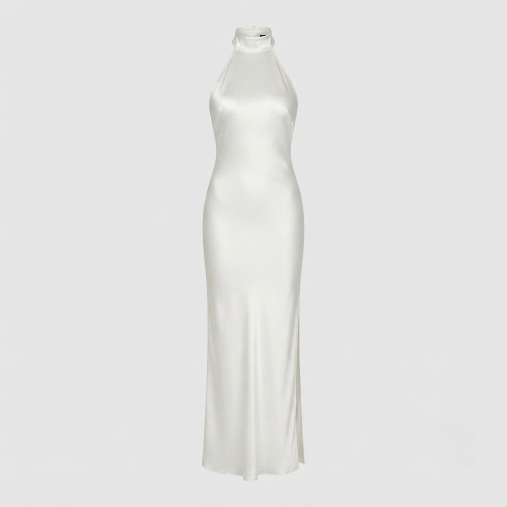 Ines - Women's Backless Pearl Halter Maxi Dress - photo 2