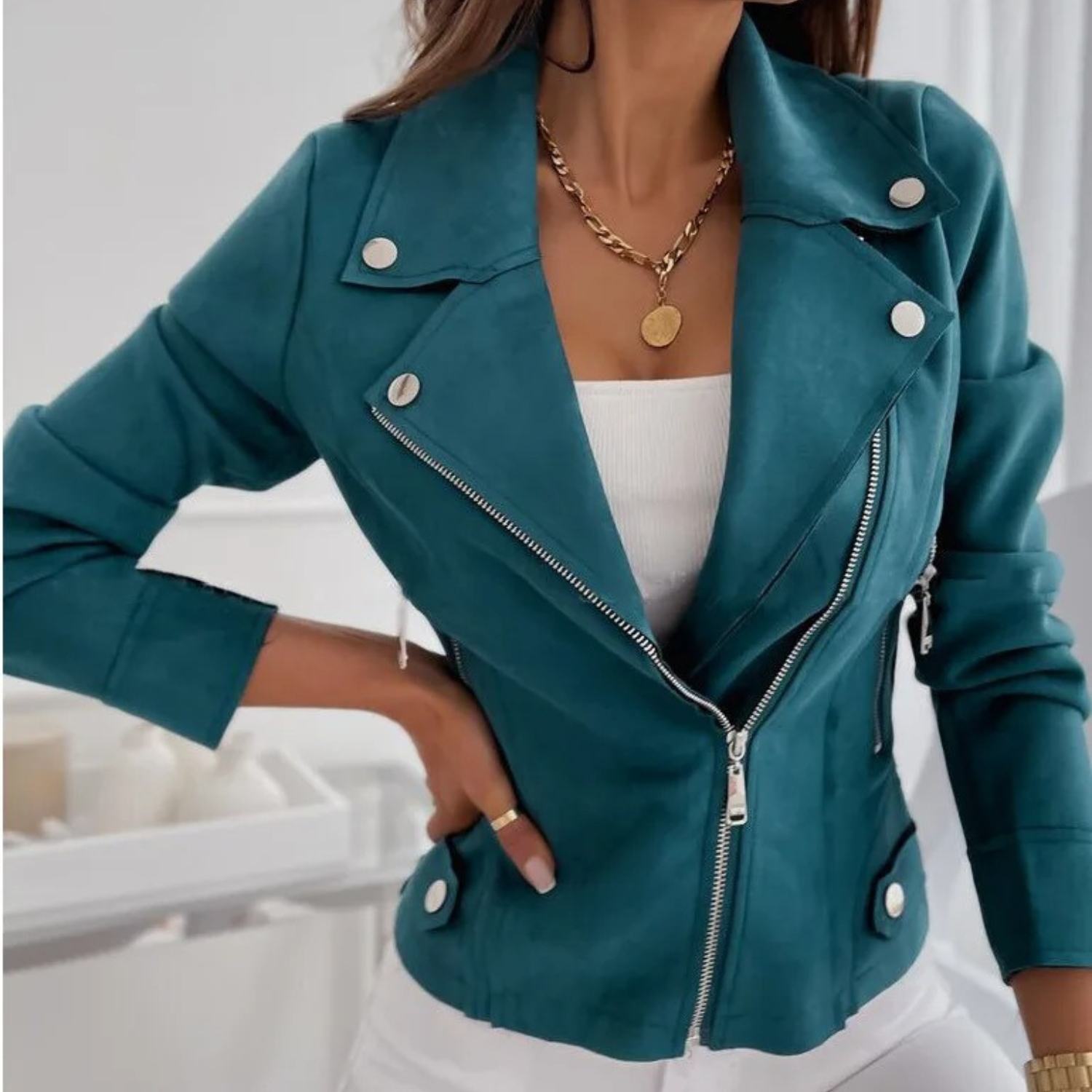 Inge - Women's Relaxed Jacket with Button Front - photo 2