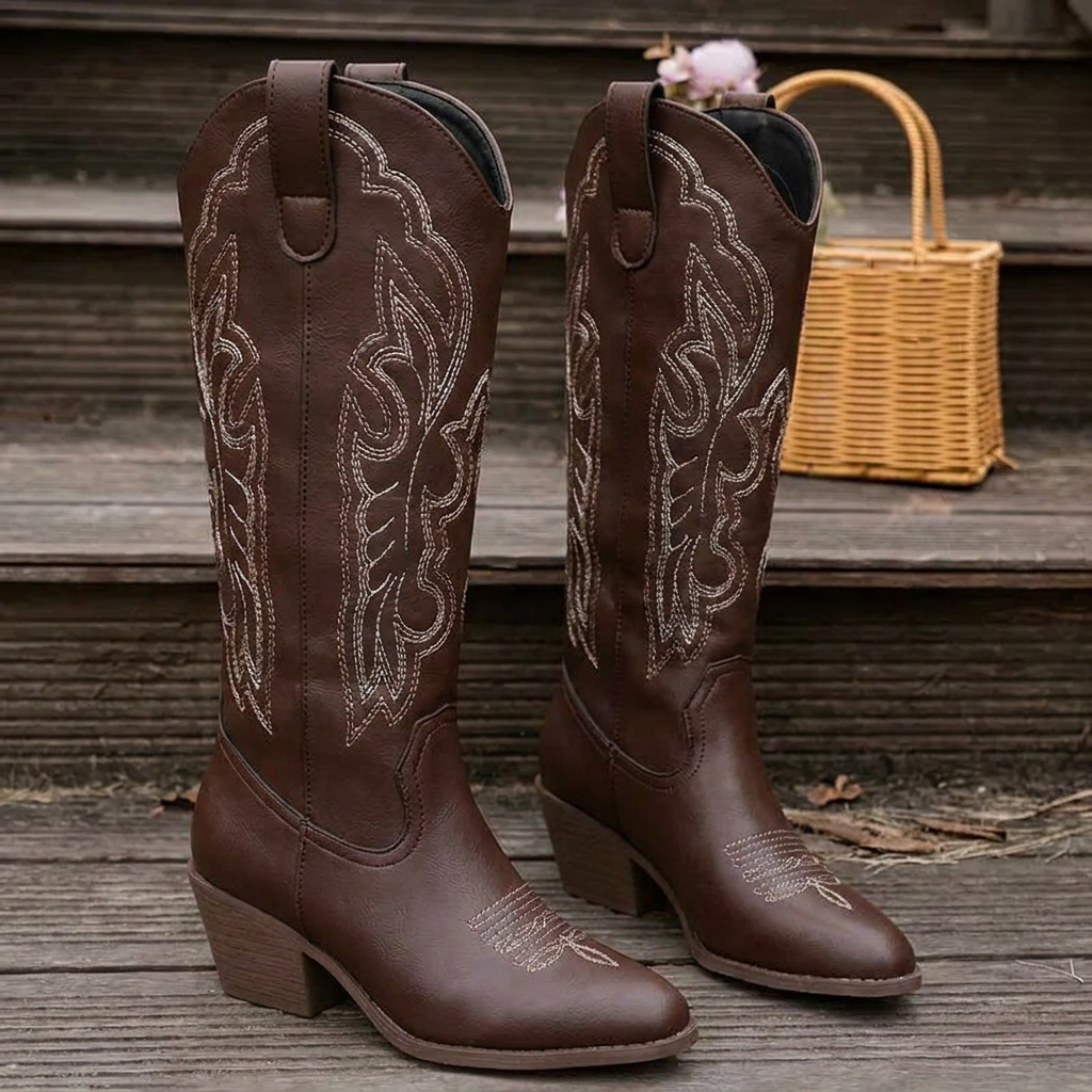 Iris - Women's Embroidered Cowgirl Boots with Block Heel - photo 5