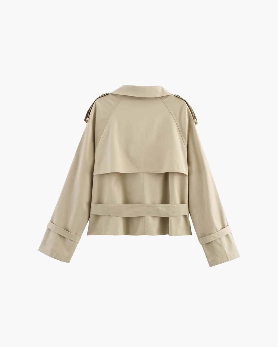 Isla - Women's Cropped Trench Coat with Tie Belt - photo 9