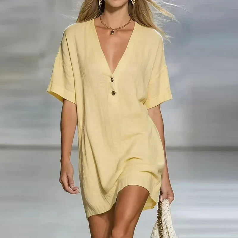 Janella - Women's Button Front Mini Shirt Dress - photo 1