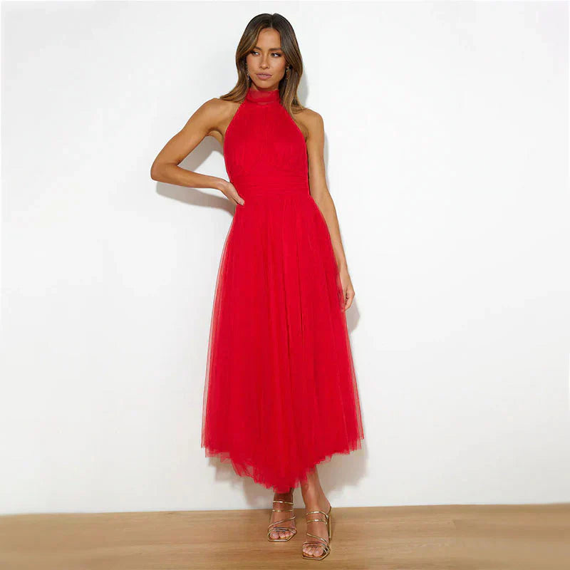 Alyssa - Women's Halter Neck Midi Dress
