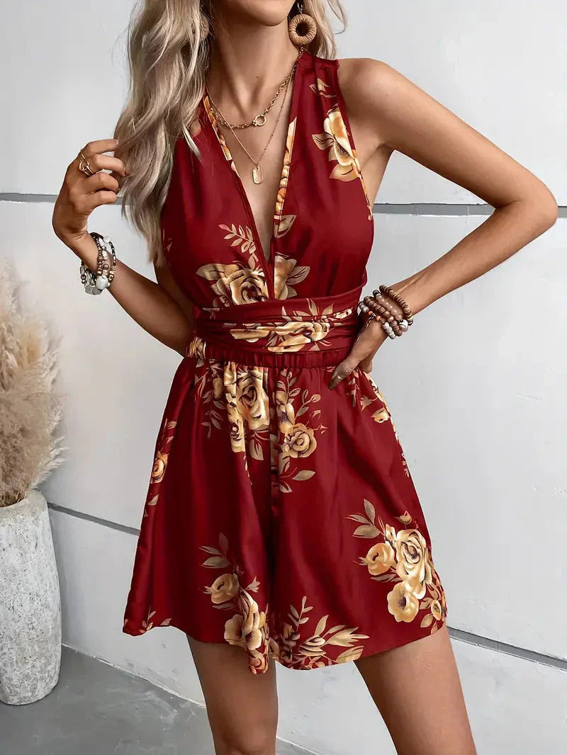 Joann - Women's Floral Halter Neck Short Jumpsuit - photo 8
