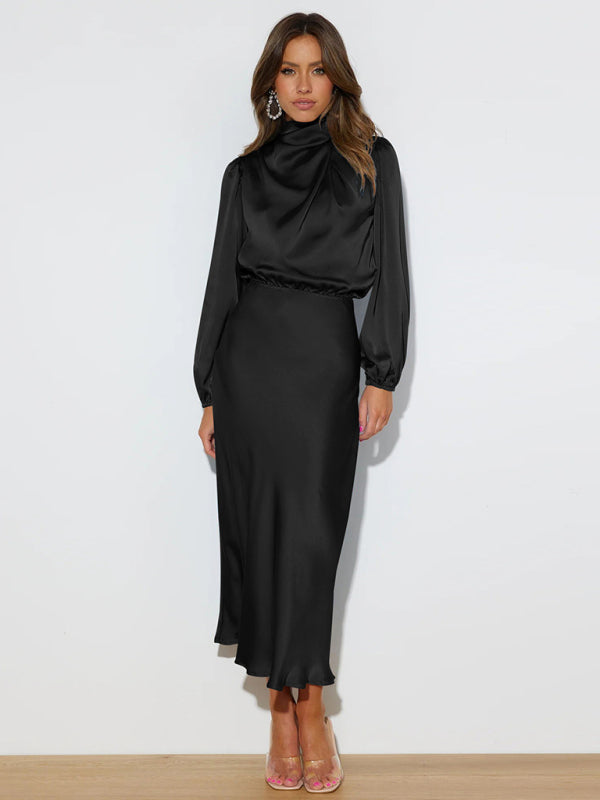 Jocelyn - Women's High Neck Maxi Dress with Long Sleeves - photo 21