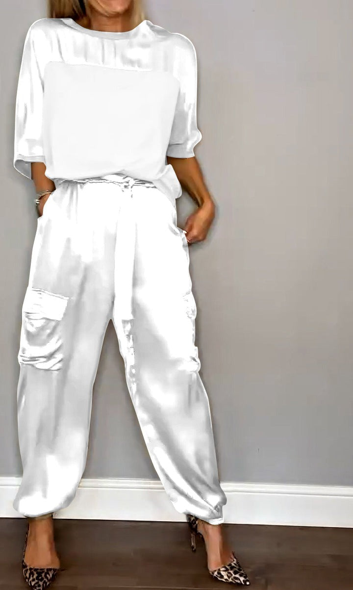 Nova - Tailleur deux pièces en satin pour femme (grande taille disponible)
