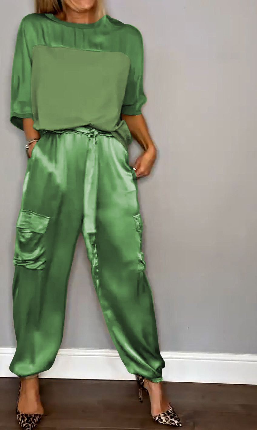 Nova - Tailleur deux pièces en satin pour femme (grande taille disponible)