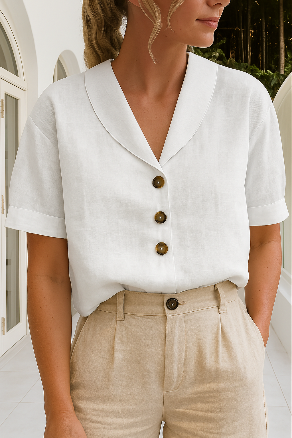 Juliette - Women's Relaxed Blouse with Button Front - photo 1
