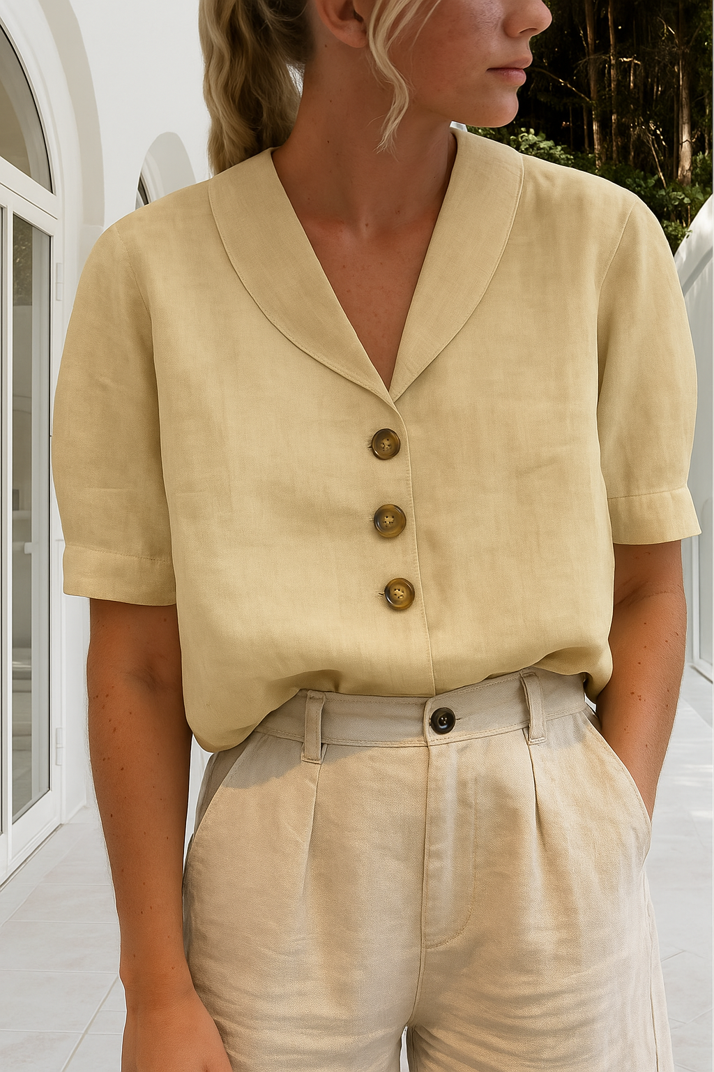 Juliette - Women's Relaxed Blouse with Button Front - photo 2