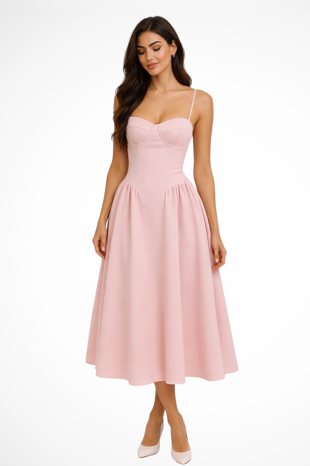 Katrina - Women's Corset Bodice A Line Midi Dress - photo 1