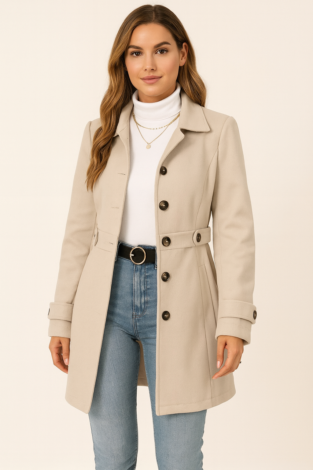 Kaylene - Women's Trench Coat with Button Front - photo 1