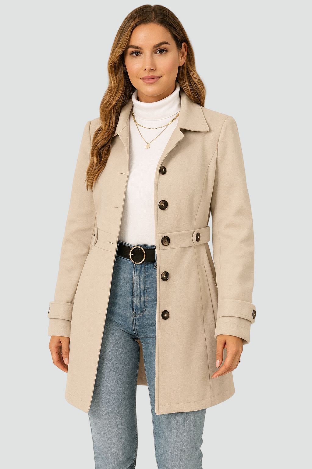 Kaylene - Women's Trench Coat with Button Front - photo 6