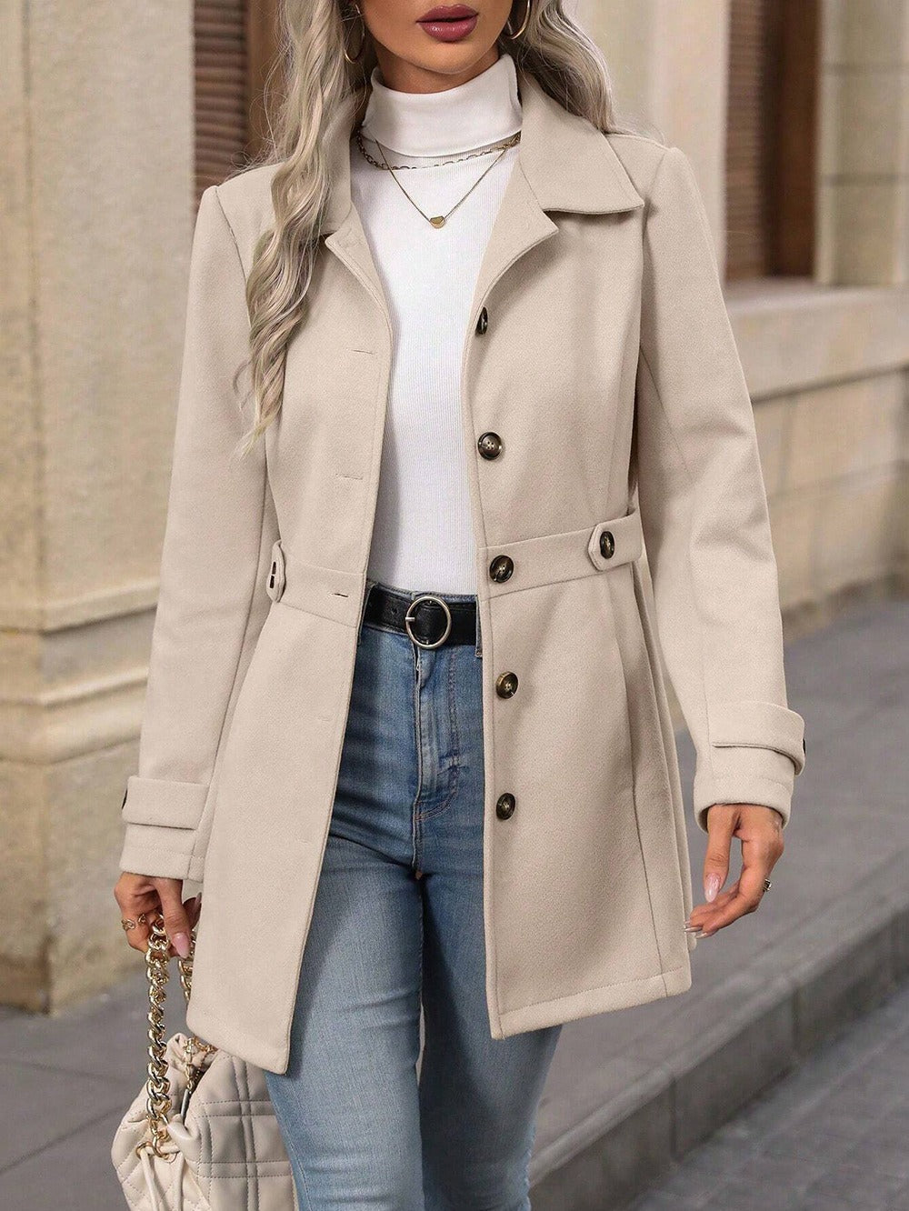 Kaylene - Women's Trench Coat with Button Front - photo 9
