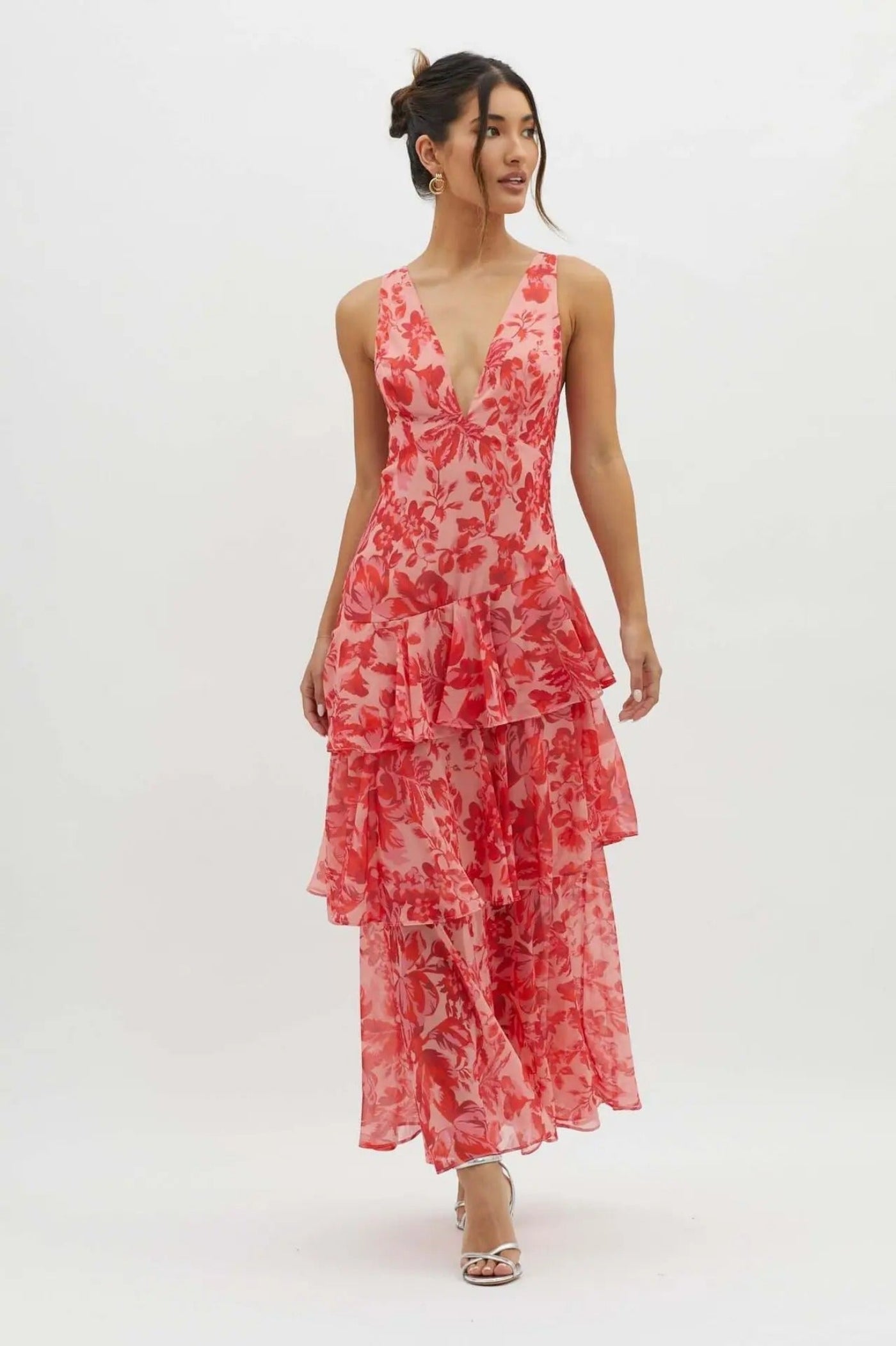 Lacie - Women's Abstract Print Tiered Flowy Maxi Dress - photo 14