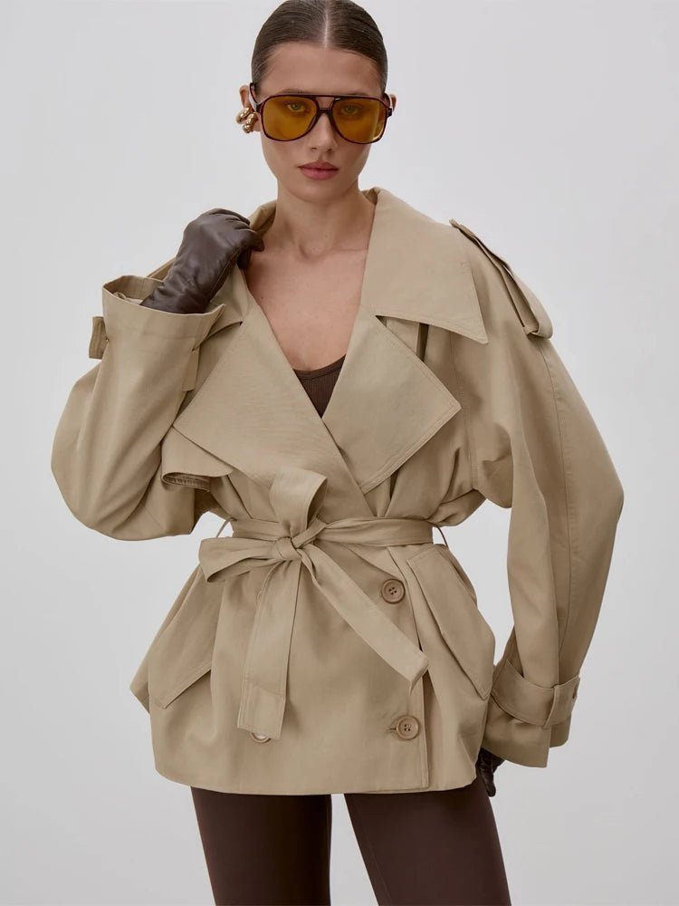 Lana - Women's Trench Coat in Lace Trim with Collar - photo 1