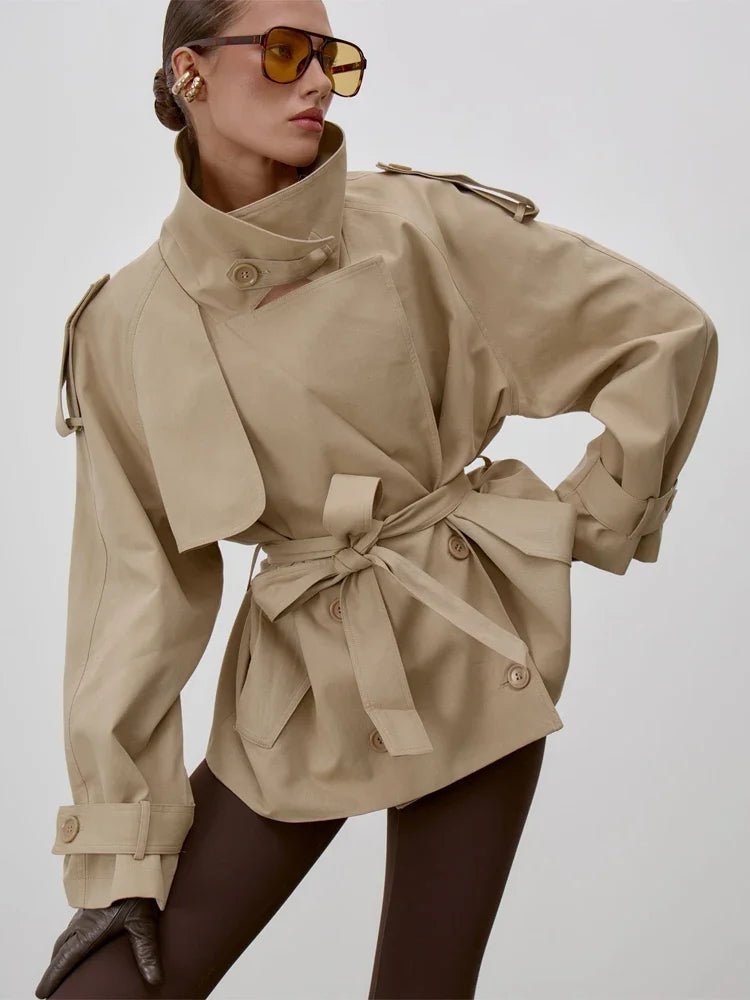Lana - Women's Trench Coat in Lace Trim with Collar - photo 3