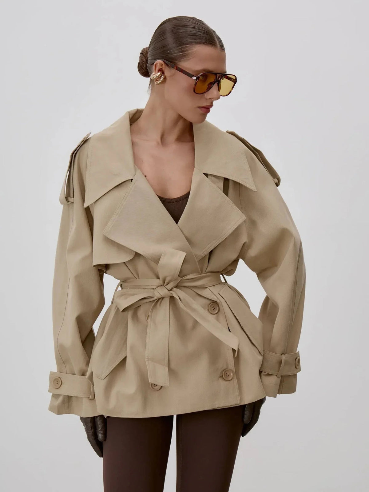 Lana - Women's Trench Coat in Lace Trim with Collar - photo 5