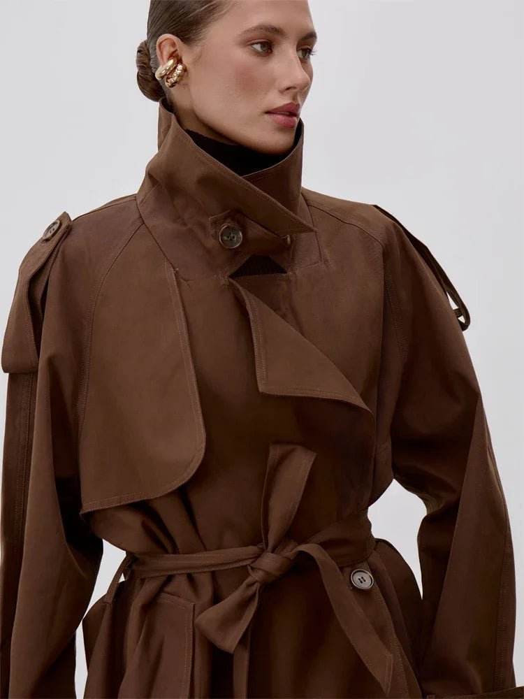 Lana - Women's Trench Coat in Lace Trim with Collar - photo 6