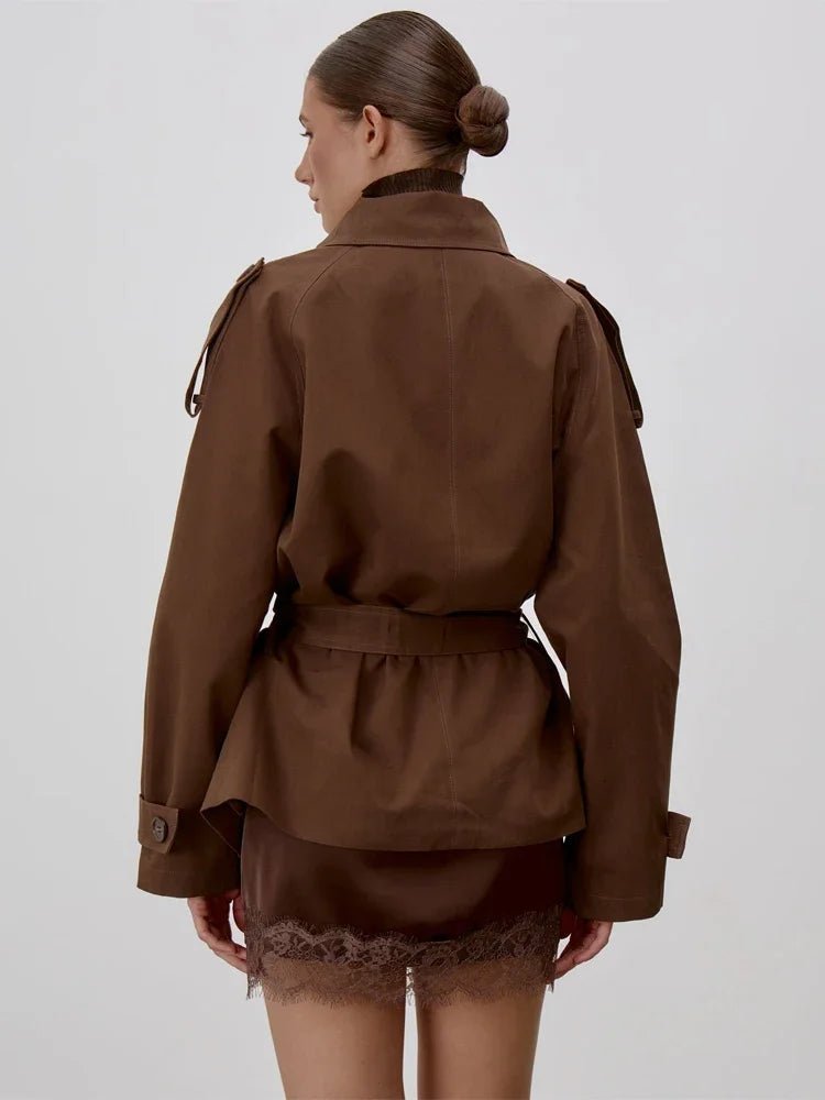 Lana - Women's Trench Coat in Lace Trim with Collar - photo 7