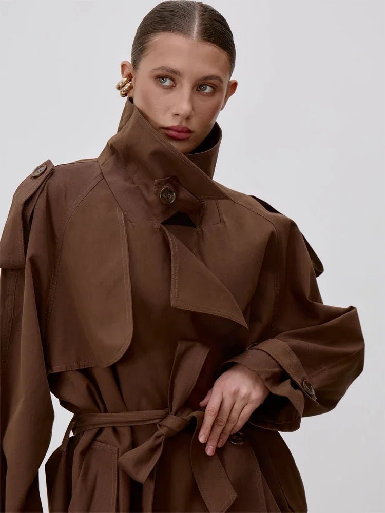 Lana - Women's Trench Coat in Lace Trim with Collar - photo 8