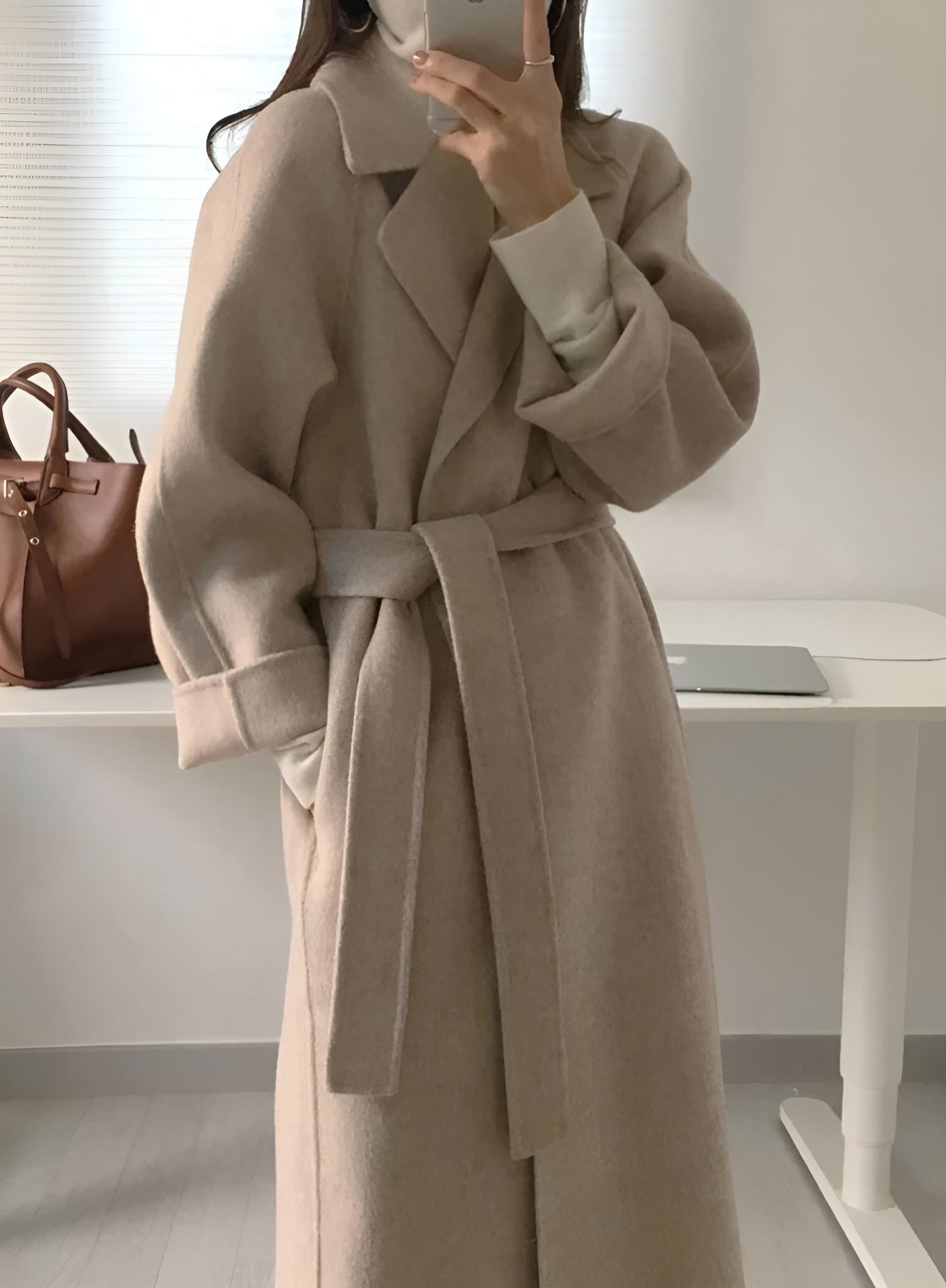Laurie - Women's Belted Longline Coat - photo 2