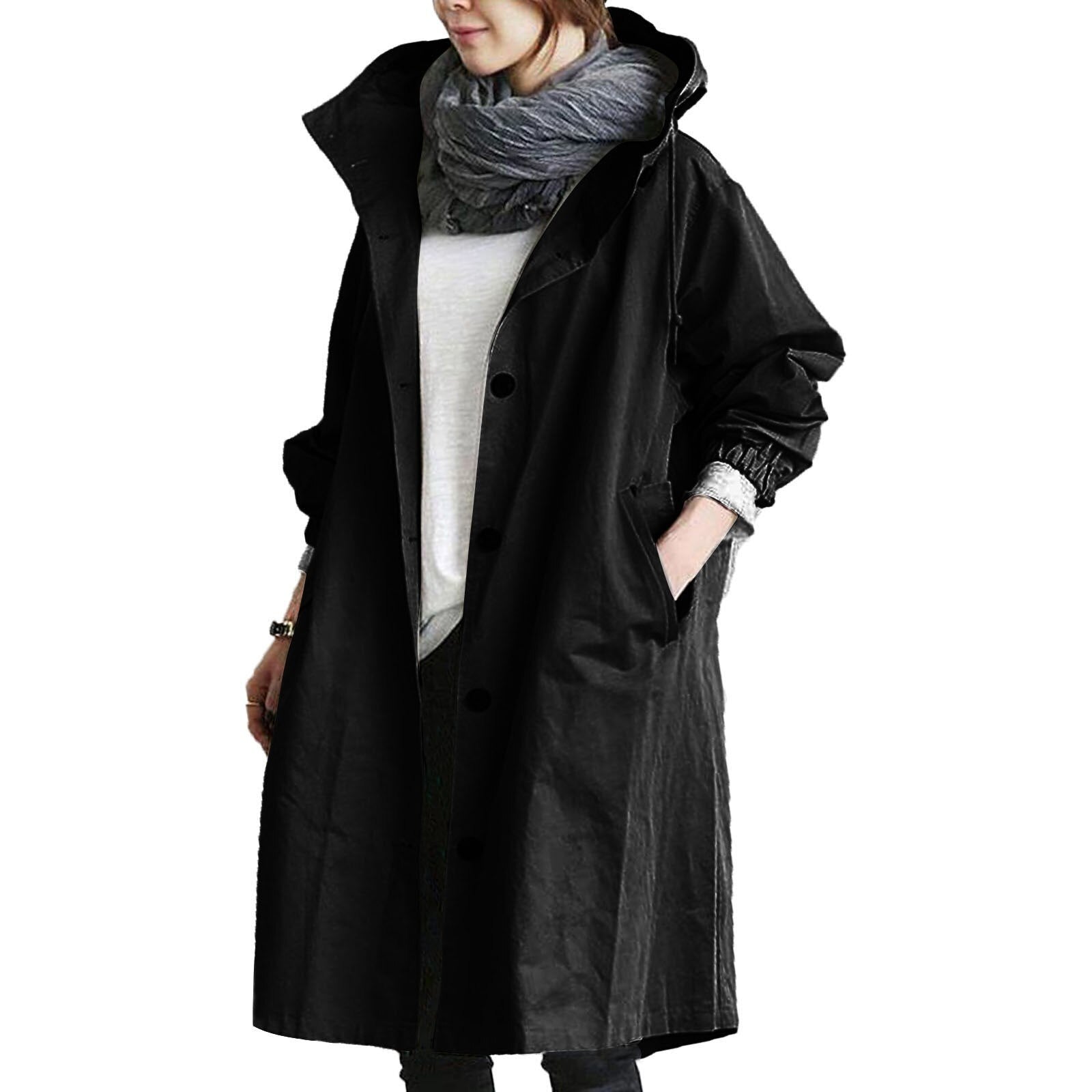 Lila - Women's Relaxed Long Coat with Pockets - photo 2