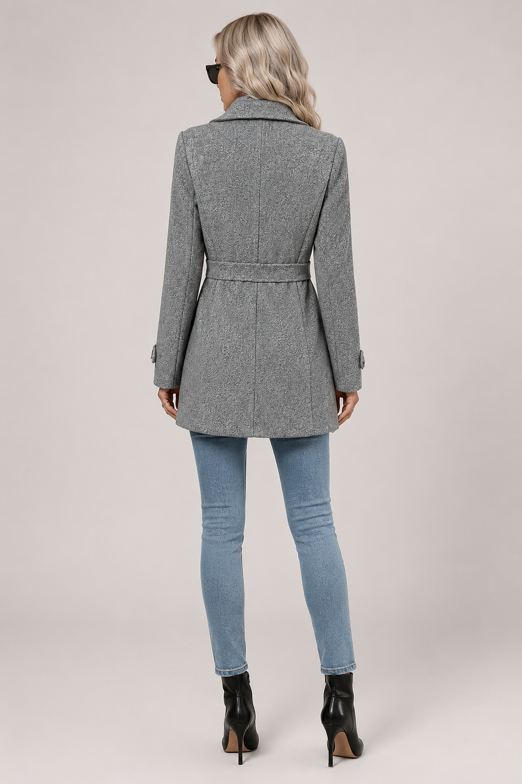 Lilly - Women's Mid-Length Belted Coat with Notch Lapels – view 8