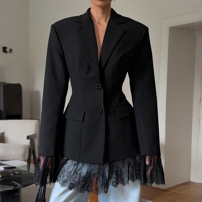 Lily - Women's Blazer in Lace Trim with Collar - photo 1