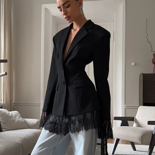 Lily - Women's Blazer in Lace Trim with Collar - photo 3