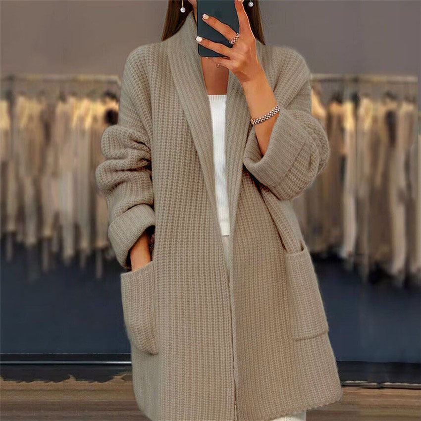 Linden - Women's Cardigan in Knit with Side Pockets - photo 2