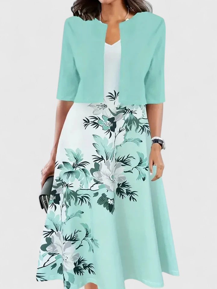 Loretta - Women's Floral Notch Neck A Line Midi Dress - photo 8