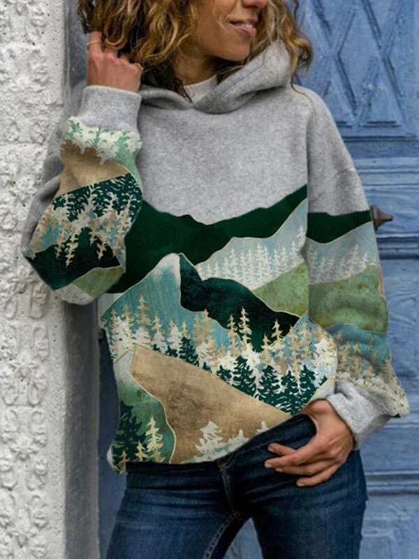 Louisa - Women's Relaxed Hoodie in Landscape Print - photo 2