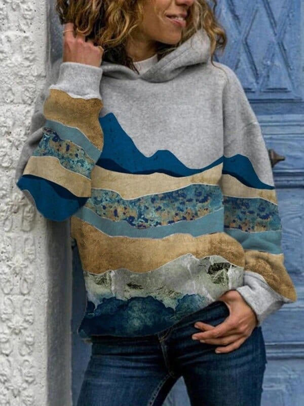 Louisa - Women's Relaxed Hoodie in Landscape Print - photo 3