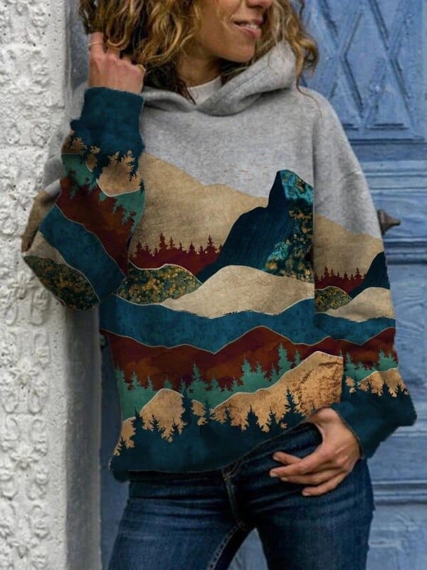 Louisa - Women's Relaxed Hoodie in Landscape Print - photo 4
