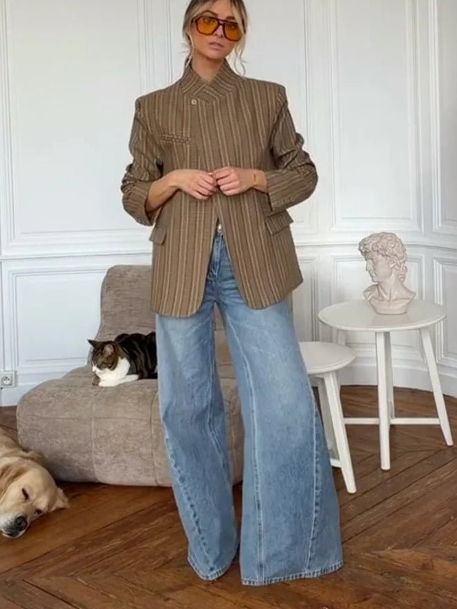 Lucia - Women's Jacket in Stripe with Collar - photo 2
