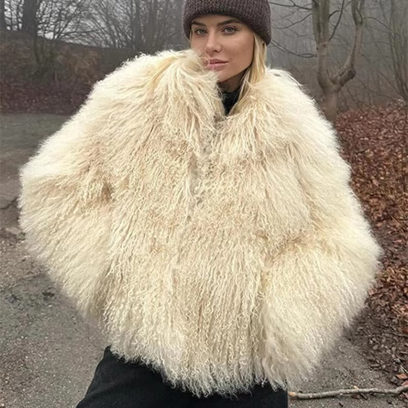 Luella - Women's Coat in Shaggy Faux Fur with Open Front - photo 1