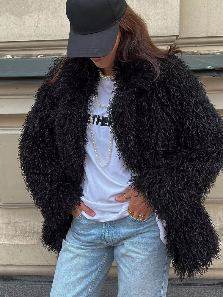 Luella - Women's Coat in Shaggy Faux Fur with Open Front - photo 11
