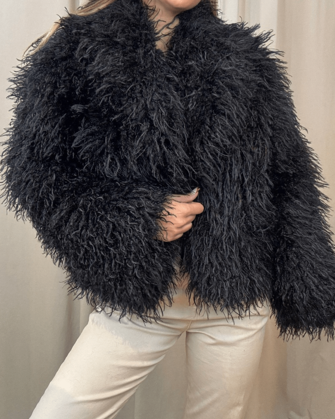 Luella - Women's Coat in Shaggy Faux Fur with Open Front - photo 3