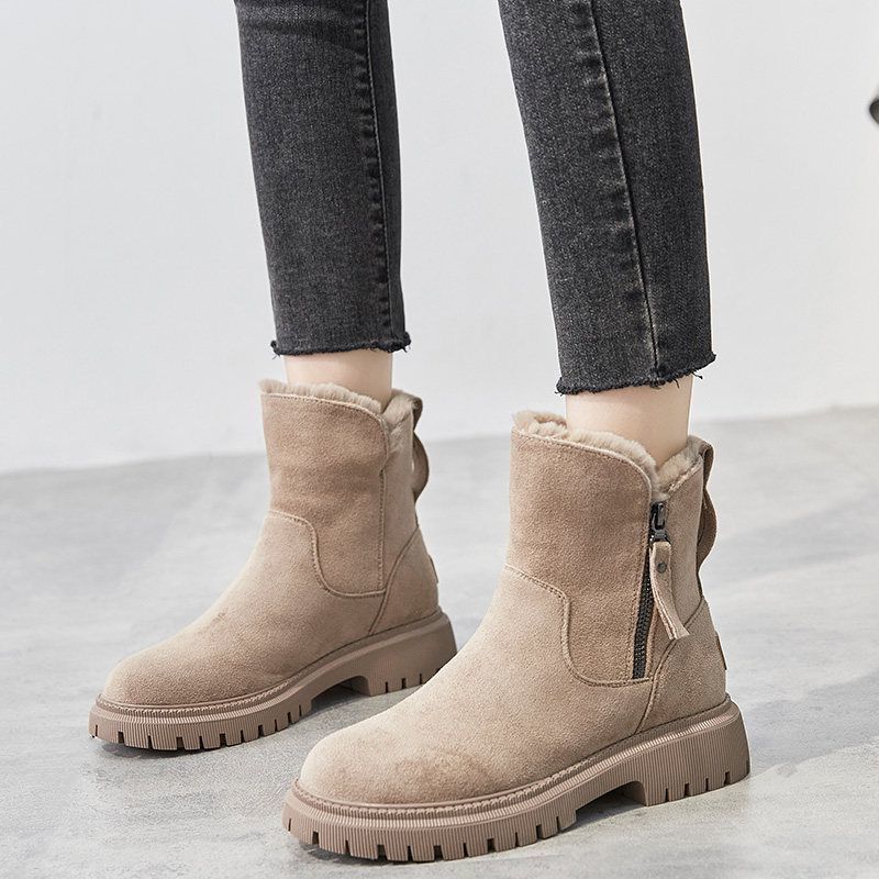 Mabelle - Women's Ankle Boots in Faux Fur with Treaded Sole - photo 8