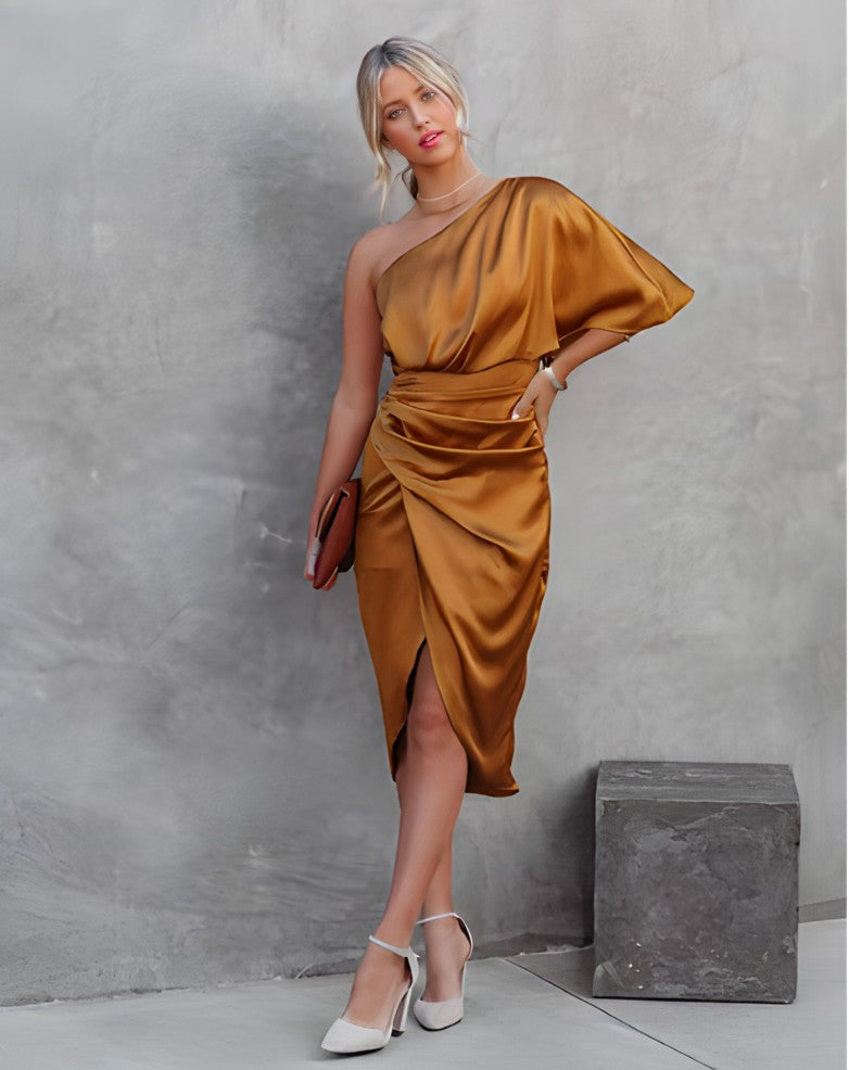 Marcella - Women's One Shoulder Draped Dress - photo 5