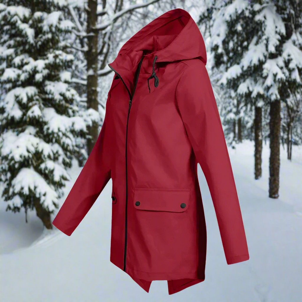 Maren - Women's Waterproof Hooded Rain Jacket Zip-up Longline - photo 12