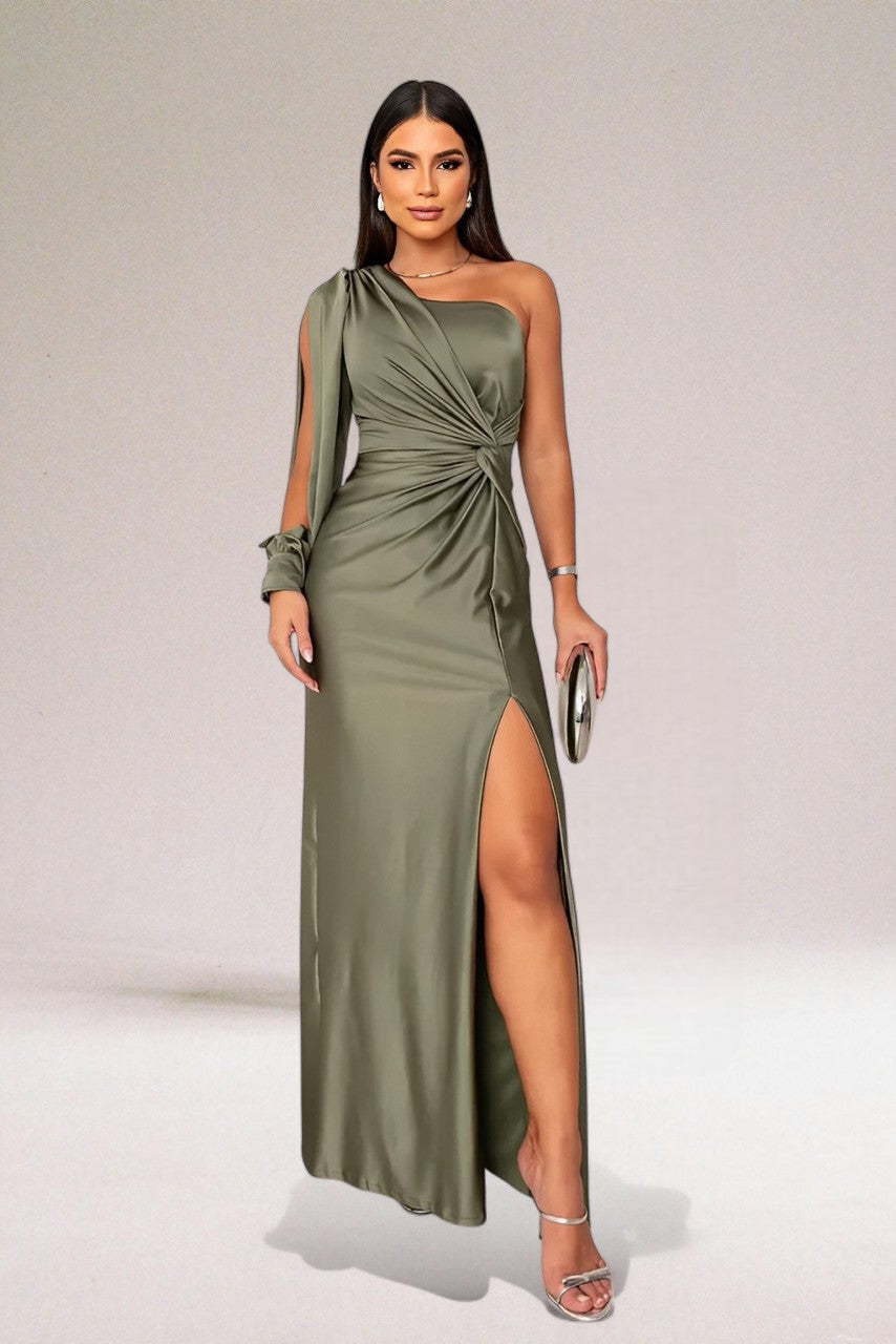 Marlow - Women's Jumper in Satin with One-Shoulder Neckline - photo 13