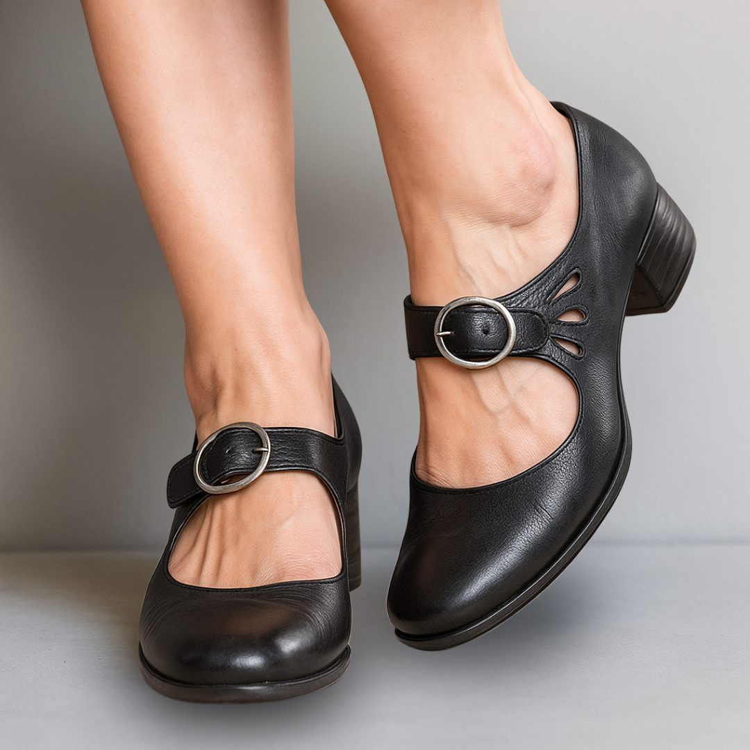 Women's Mary Jane Shoes with Block Heel and Ankle Strap