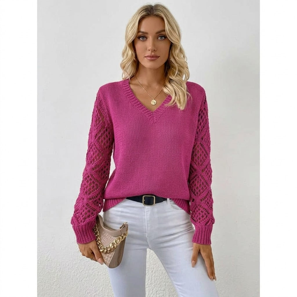 Melody - Women's Jumper in Knit with V-Neck - photo 1