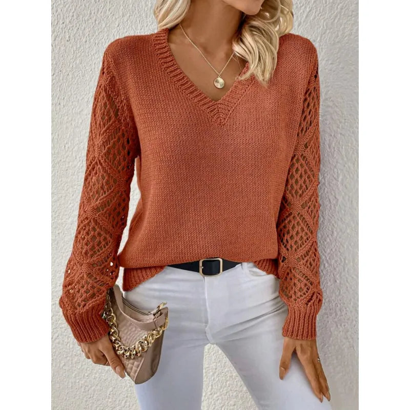 Melody - Women's Jumper in Knit with V-Neck - photo 2